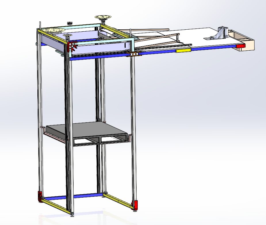 CAD render of the depalletizer frame and lift