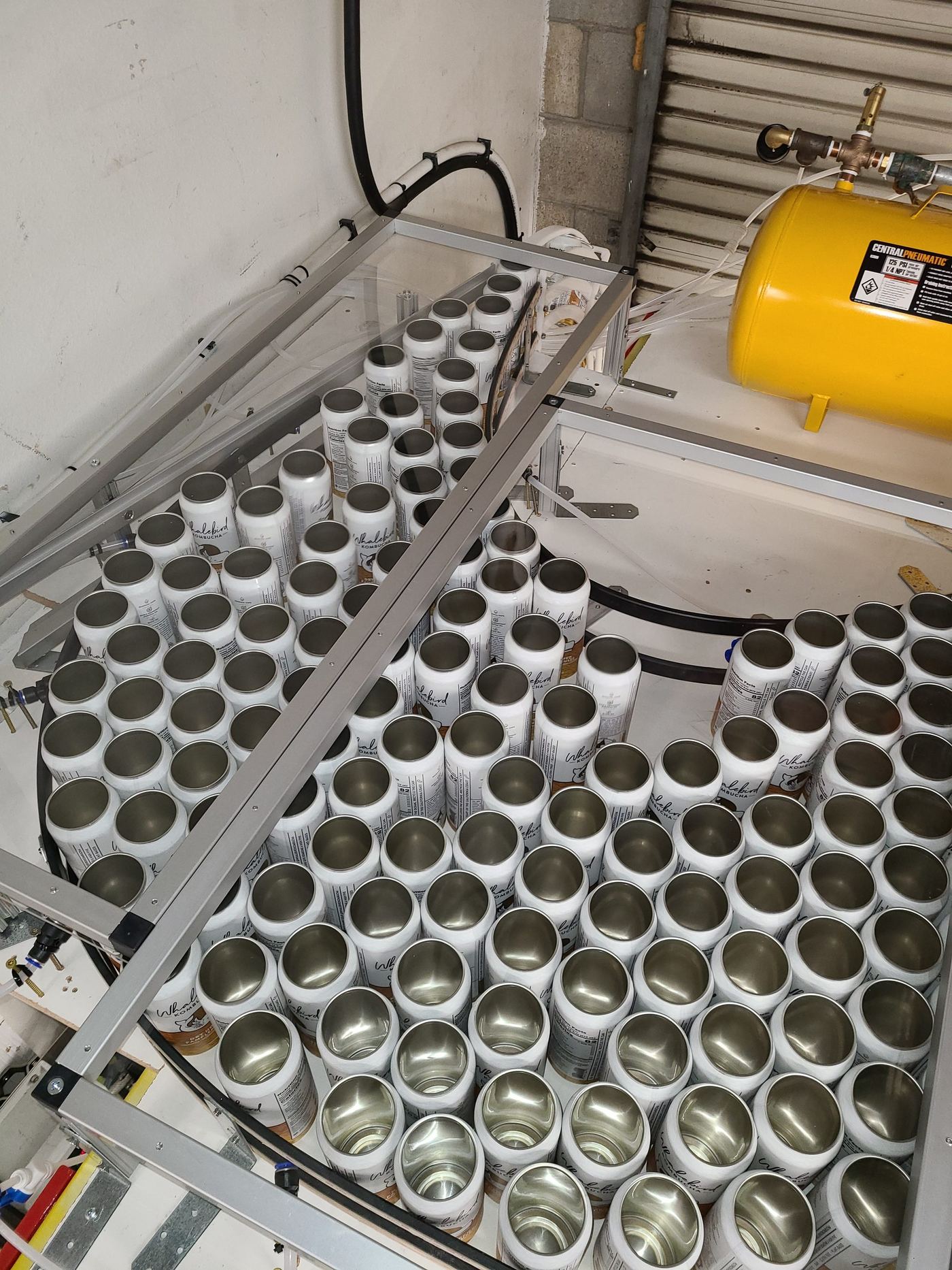 Cans loaded into the magazine, ready to feed