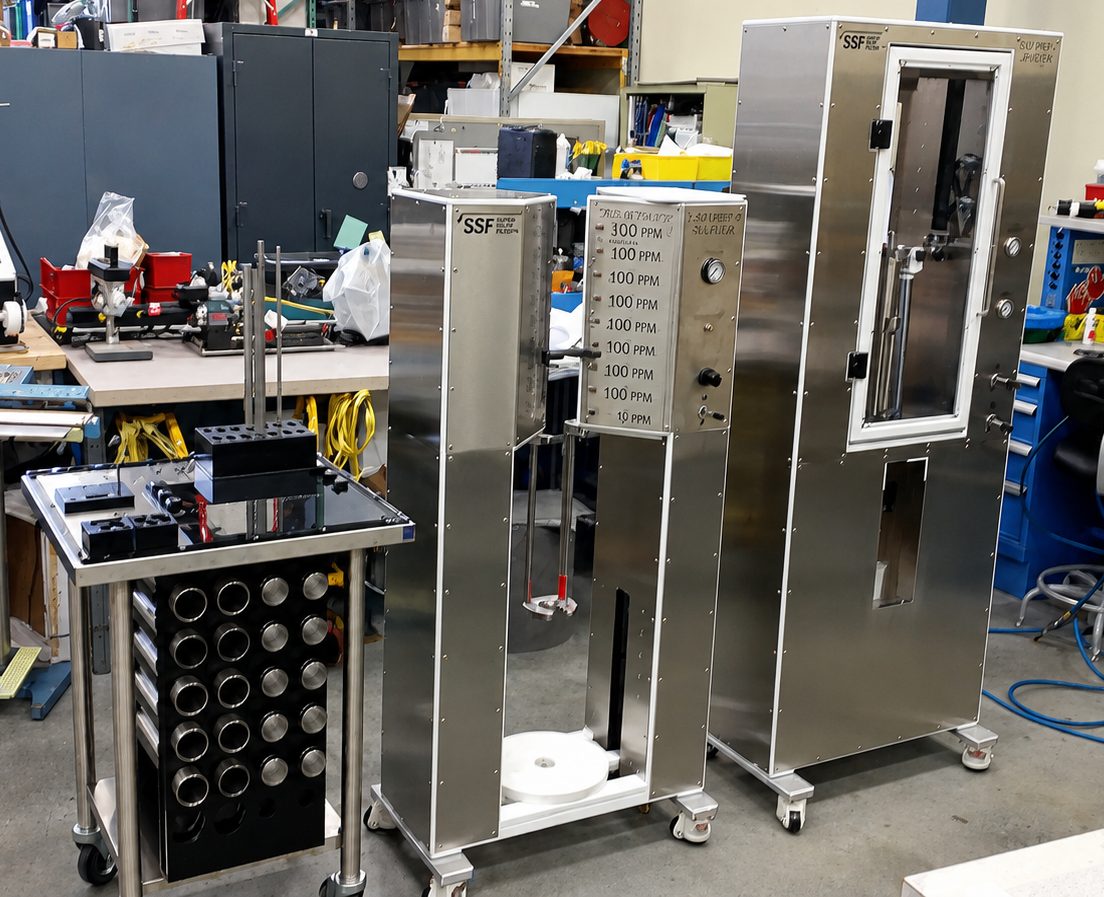 Static mixer and filter unit on the shop floor