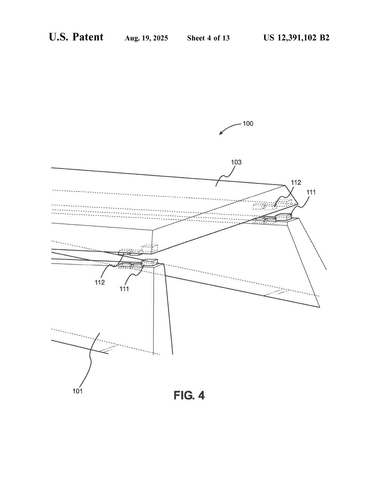 Utility patent drawing showing the camper's strut and latch hardware detail