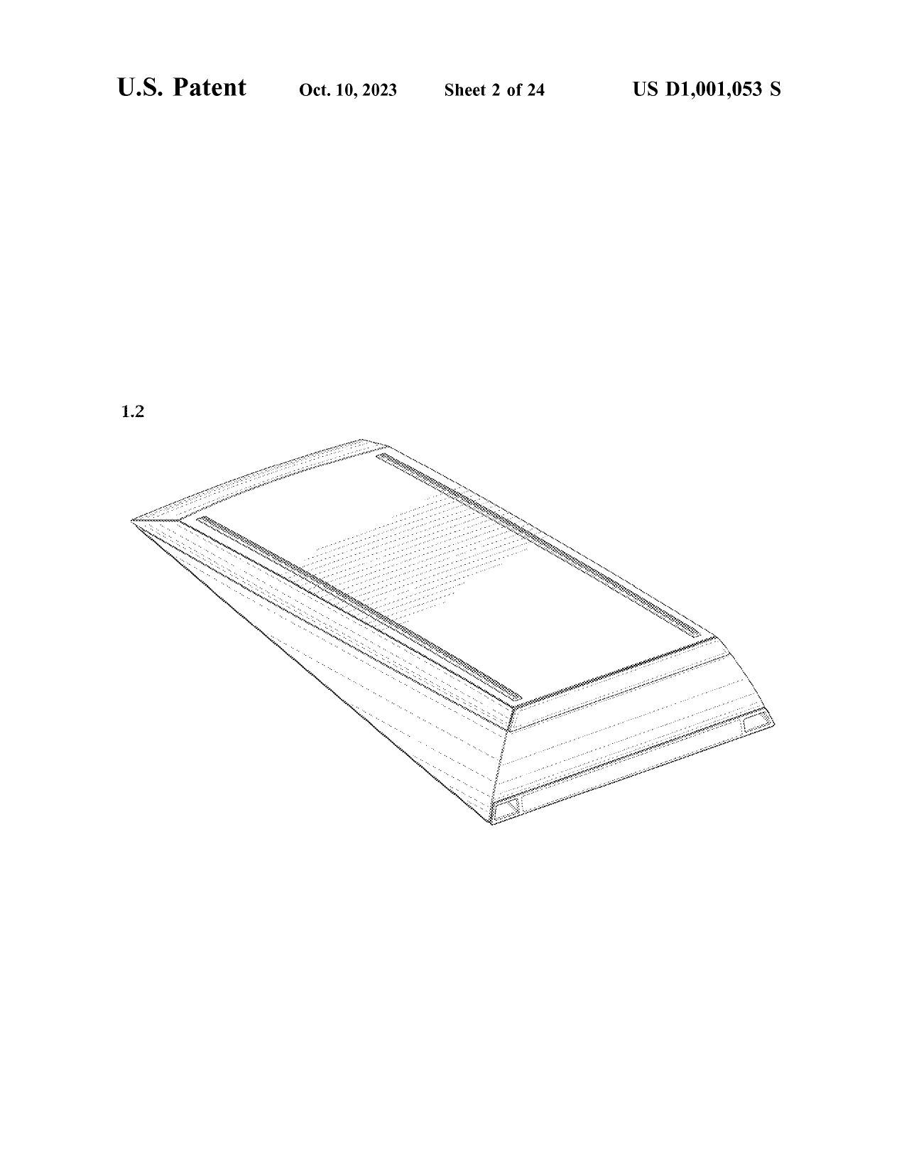 Design patent drawing of the camper shell's exterior form