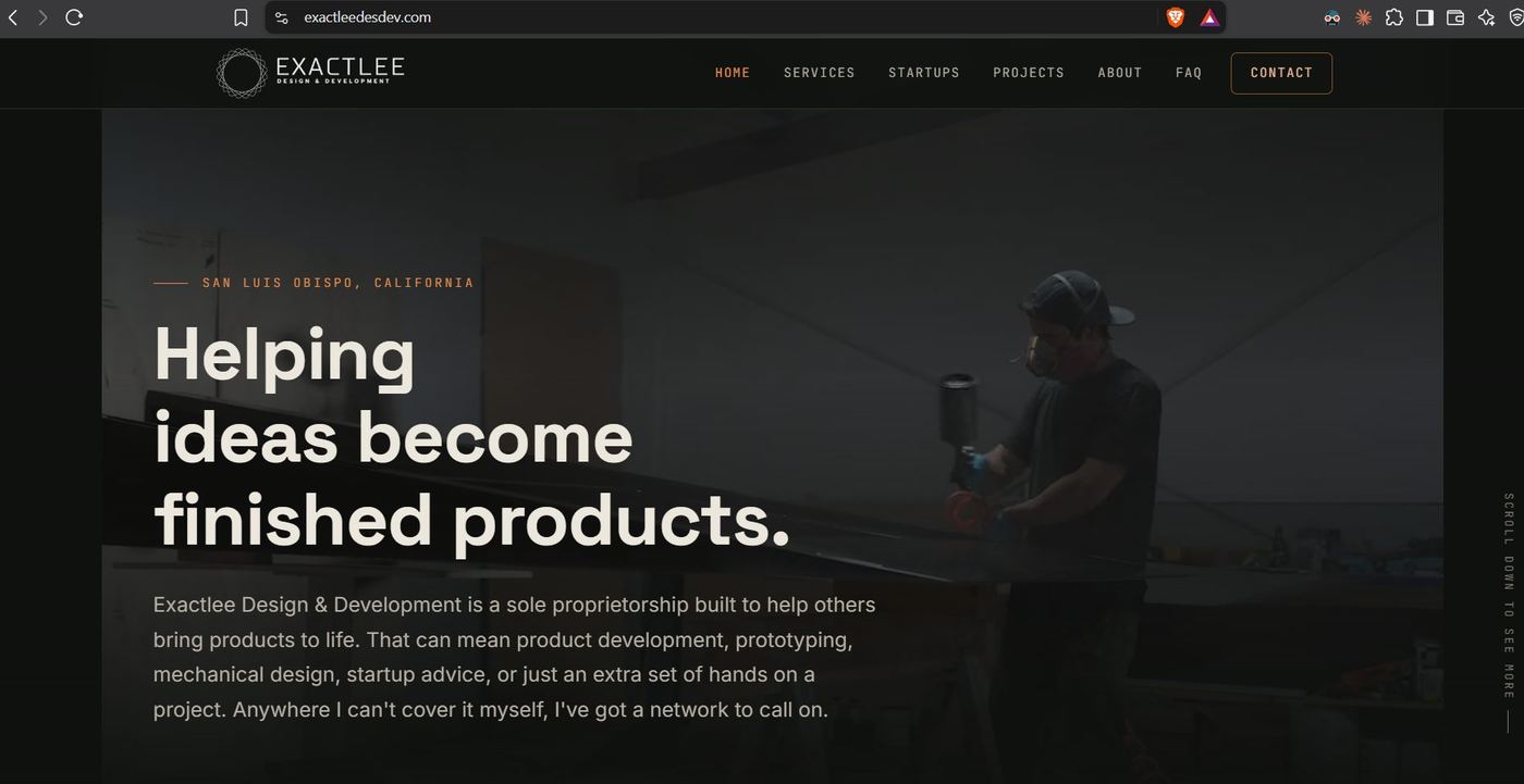 exactleedesdev.com homepage