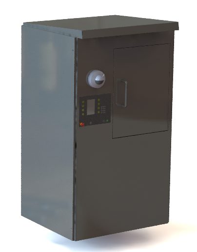 H30 Customer Loading Unit rendering, the finished stainless enclosure