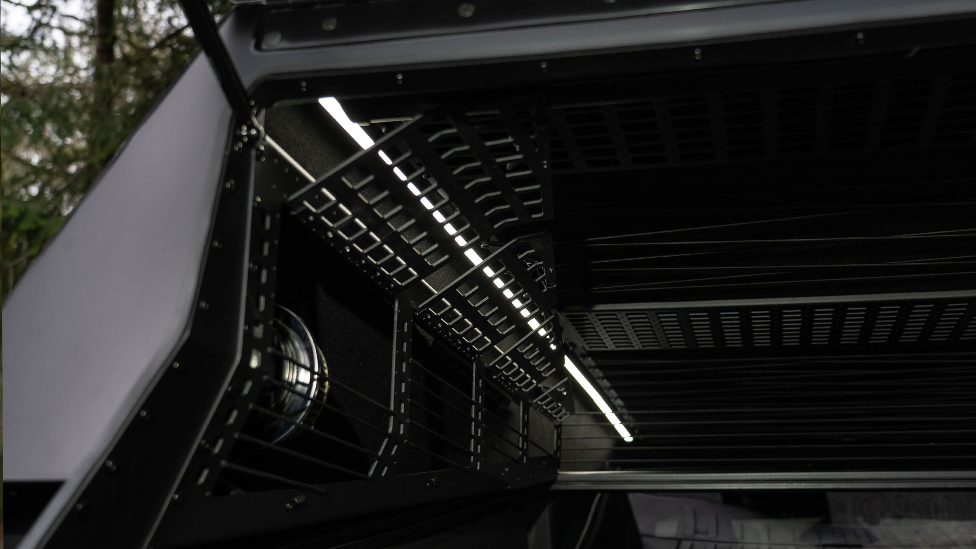 Wall storage with lockable MOLLE panels
